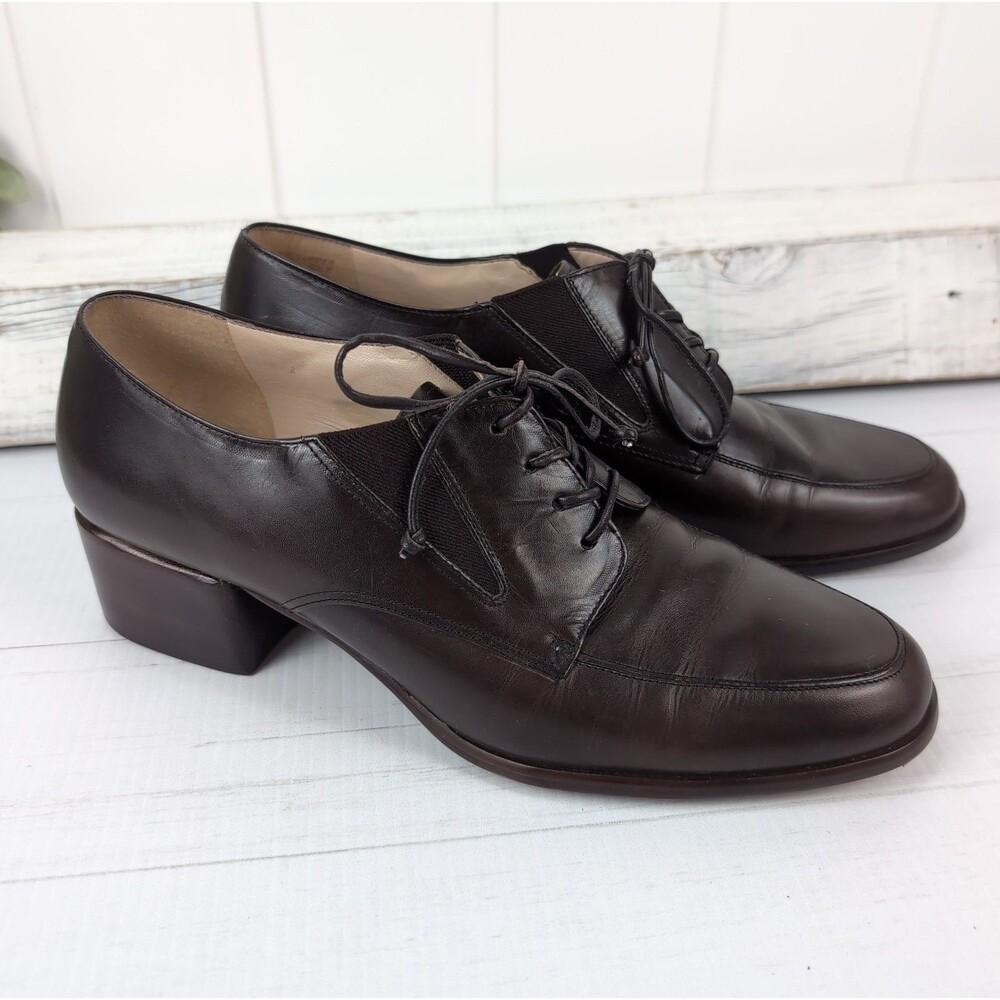 Enzo Angiolini Women's Brown Leather Lace Up Oxfords 9.5 Made in Brazil Academia